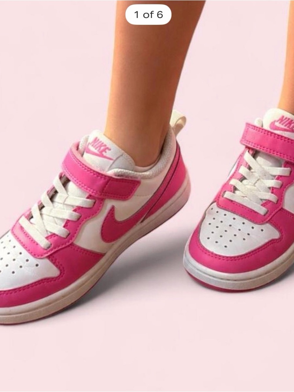 Nike Court Borough Low Recraft Top Easy On Pink & White Toddler Sneakers 11c